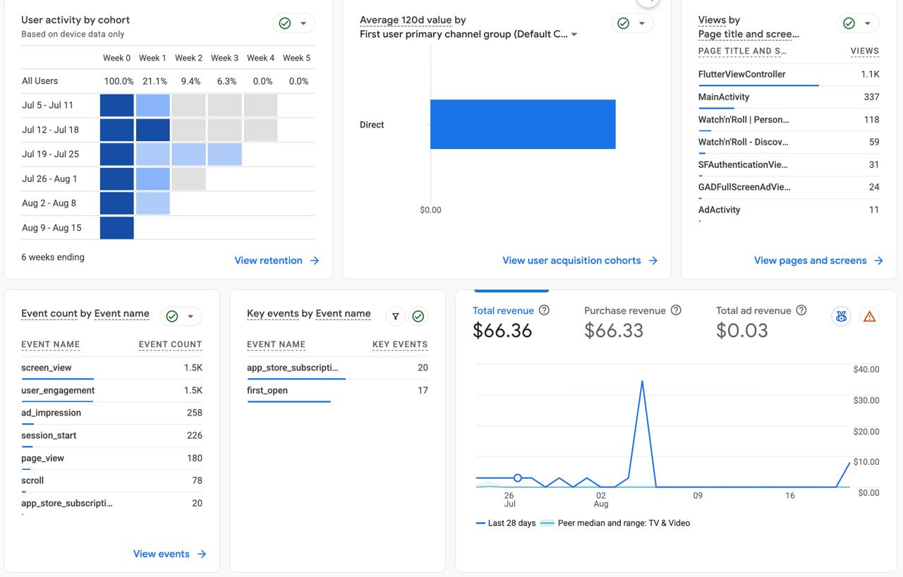 Watch'n'Roll analytics overview